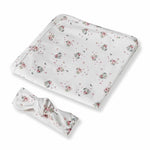 Snuggle Hunny- Heart Organic Jersey Wrap & Topknot Set