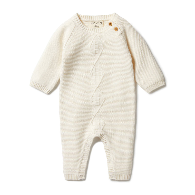 Knitted Cable Growsuit - (Gardenia)
