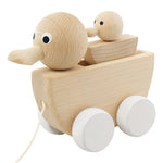WOODEN PULL ALONG DUCK WITH DUCKLING-GRETEL