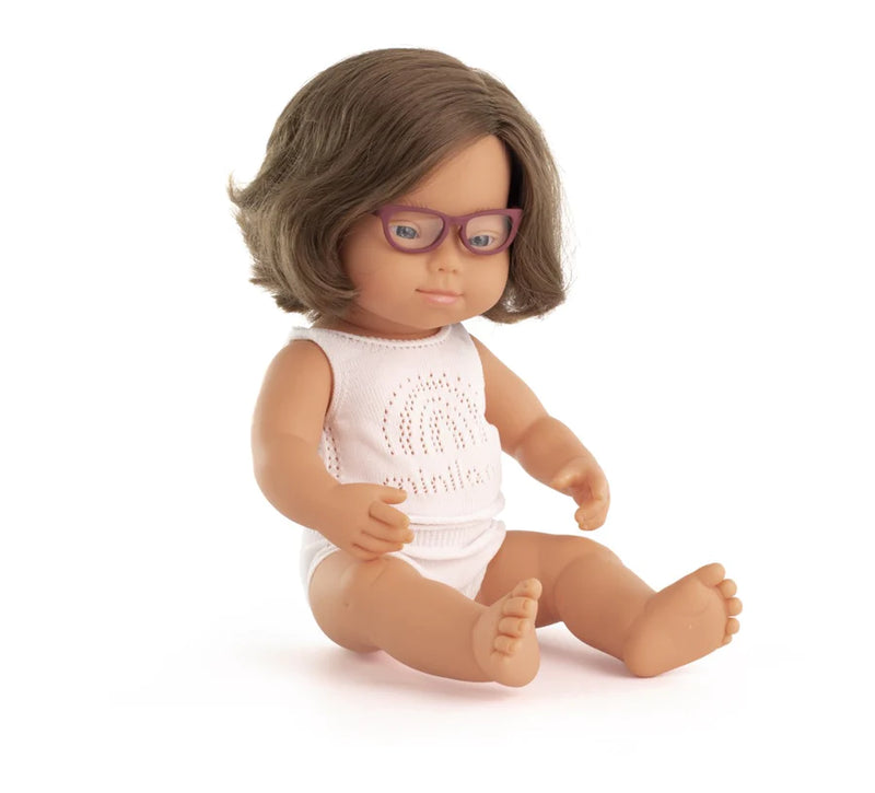 MINILAND DOLL- CAUCASIAN GIRL WITH DOWN SYNDROME 38cm